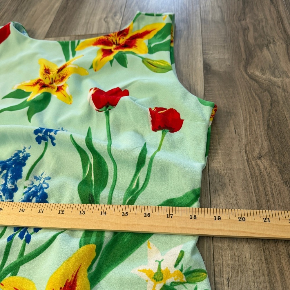 New York & Company Floral‎ Sheath Dress  Size XL Mint Green Sleeveless Stretch - Picture 6 of 11